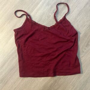 No Boundaries Maroon Knit Tank with Lace